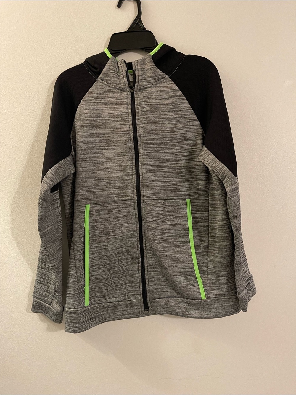 Old Navy Kids Grey & Black Zip Jacket with Lime Green Trim